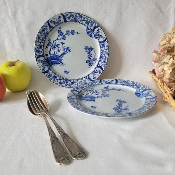 Antique French Side Plate: Creil et Montereau 'Japon' Blue Transferware