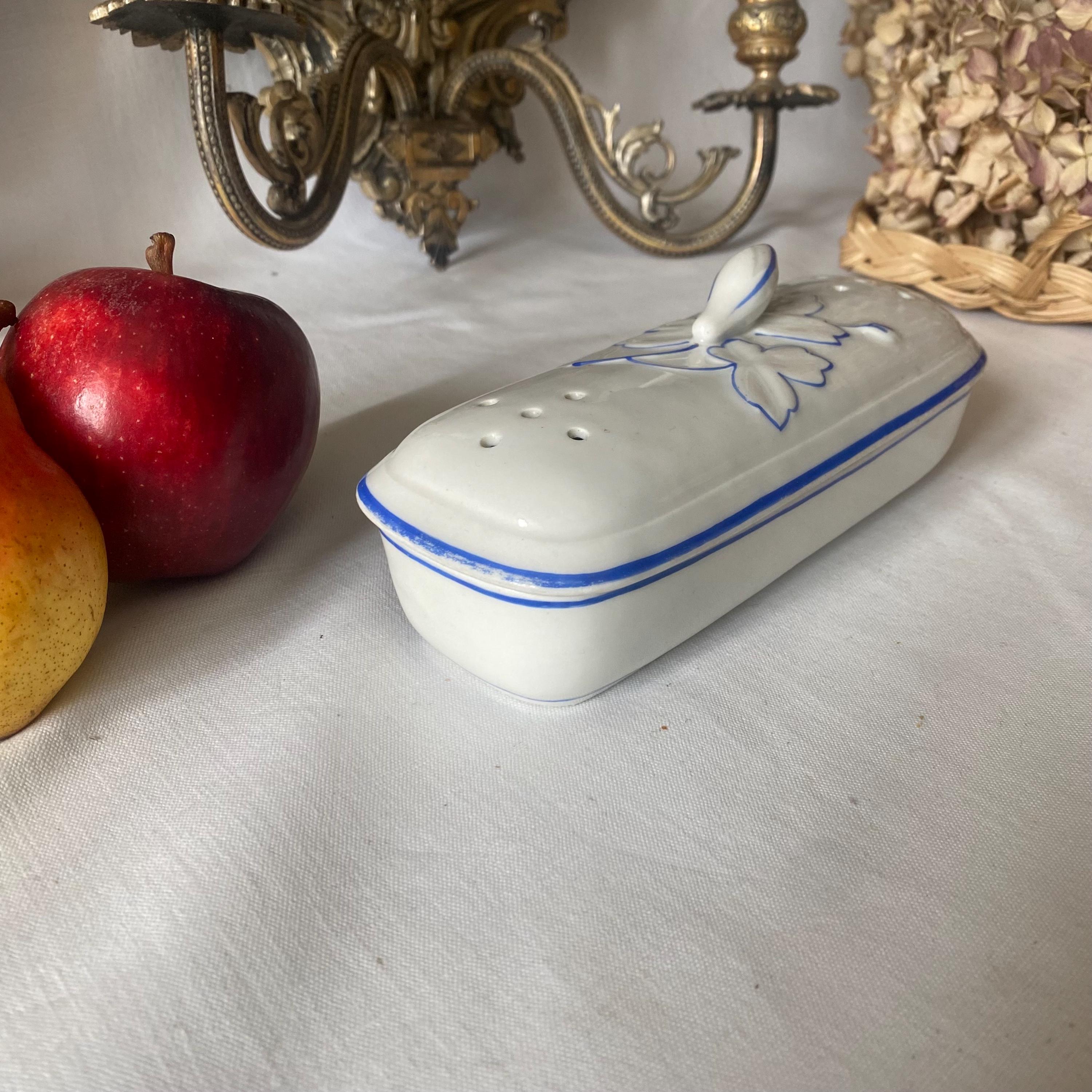 アンティーク フランス 花柄陶器蓋付 石鹸ケース アンティーク