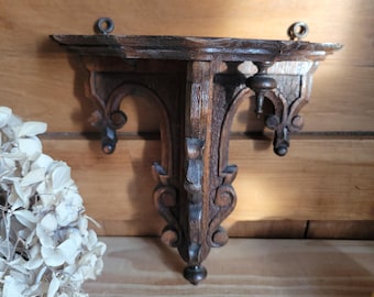 Étagère ornementale ancienne en bois, de style néo-Henri II, France c.1900