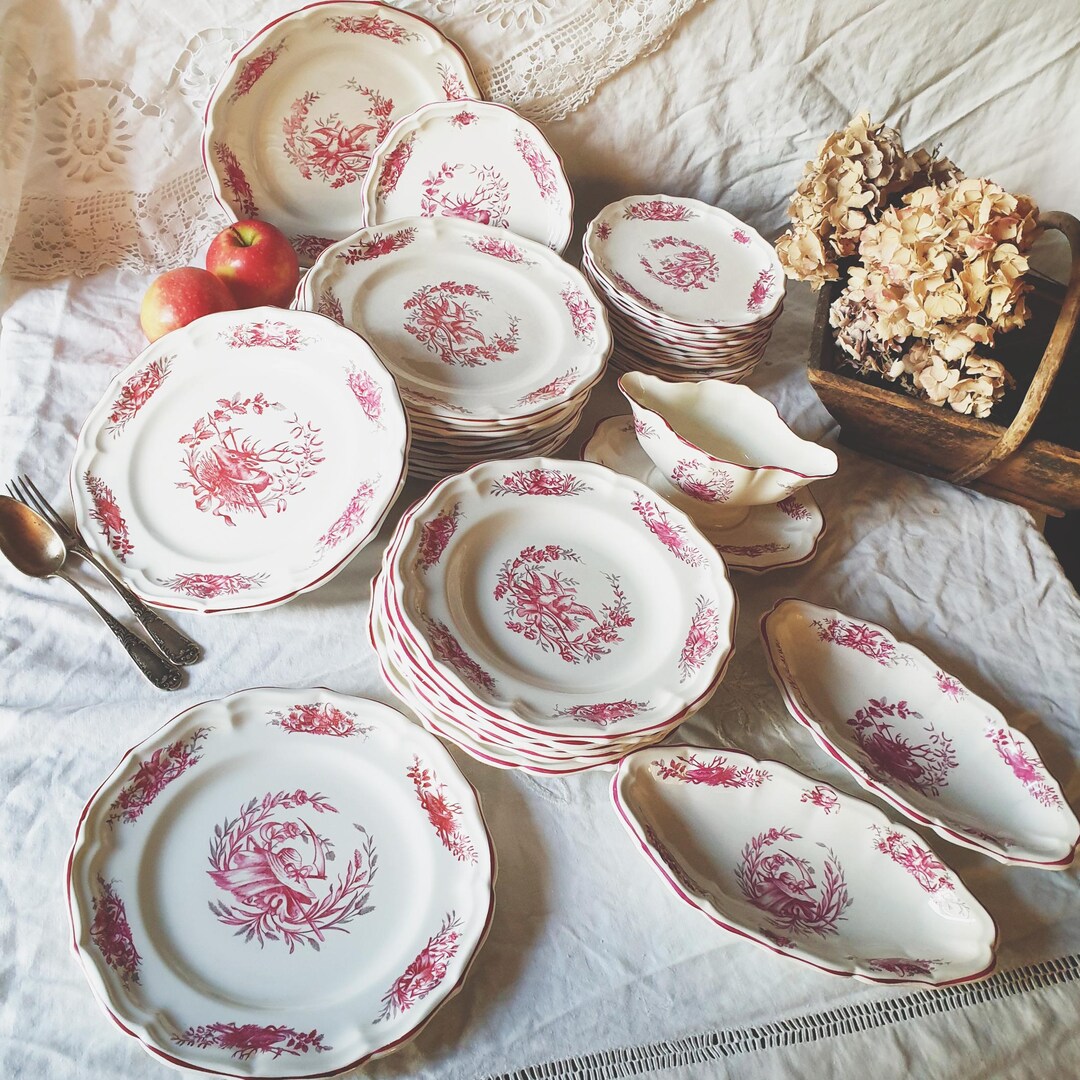 Vintage Gien Dinner Service, 10 Place Set 29 Pcs, Country Life ...
