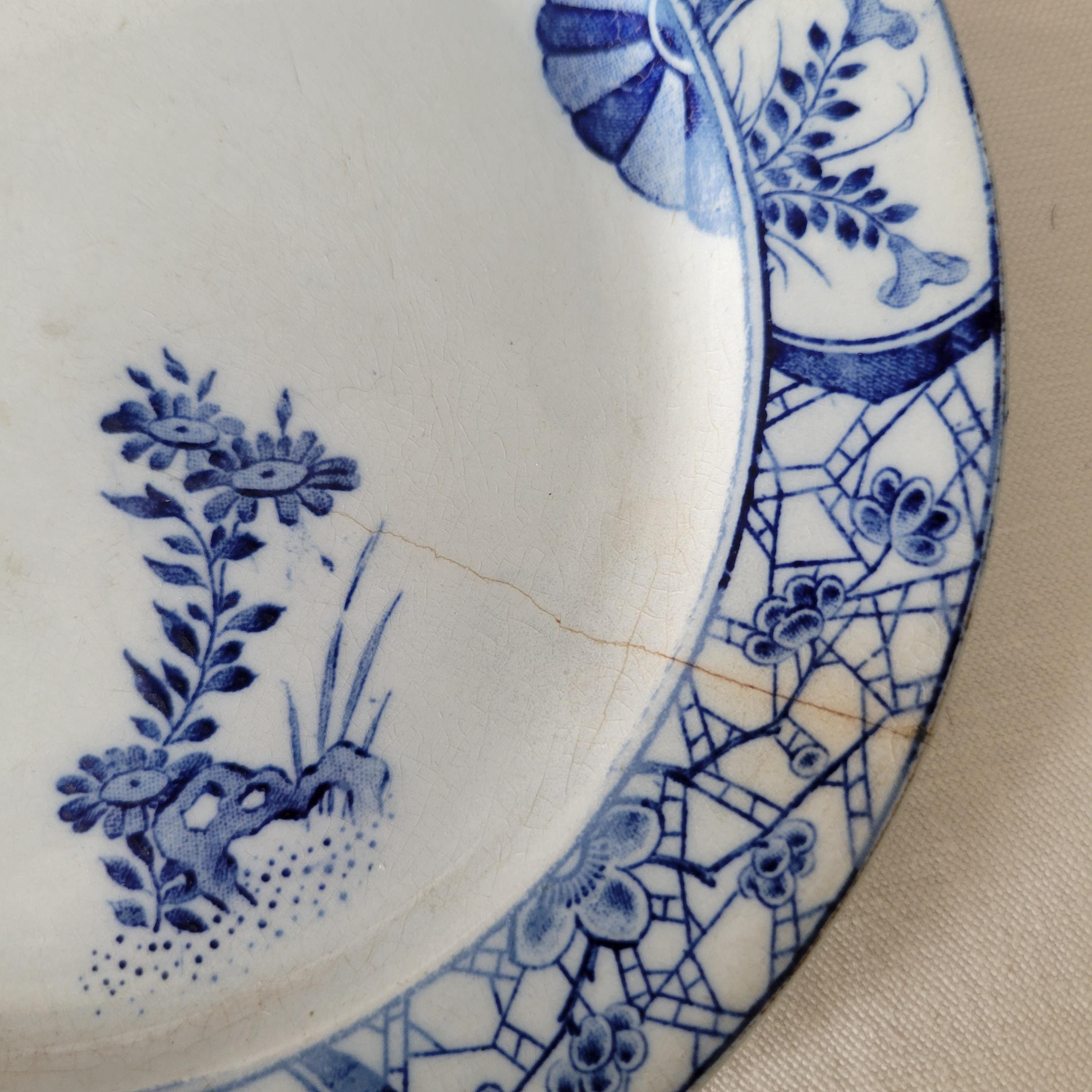 Antique French Side Plate: Creil Et Montereau 'japon' Blue