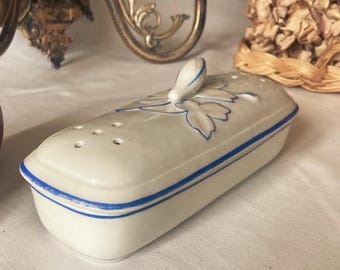 アンティーク　フランス　花柄陶器蓋付　石鹸ケース アンティーク フランス 花柄陶器蓋付 石鹸ケース アンティーク