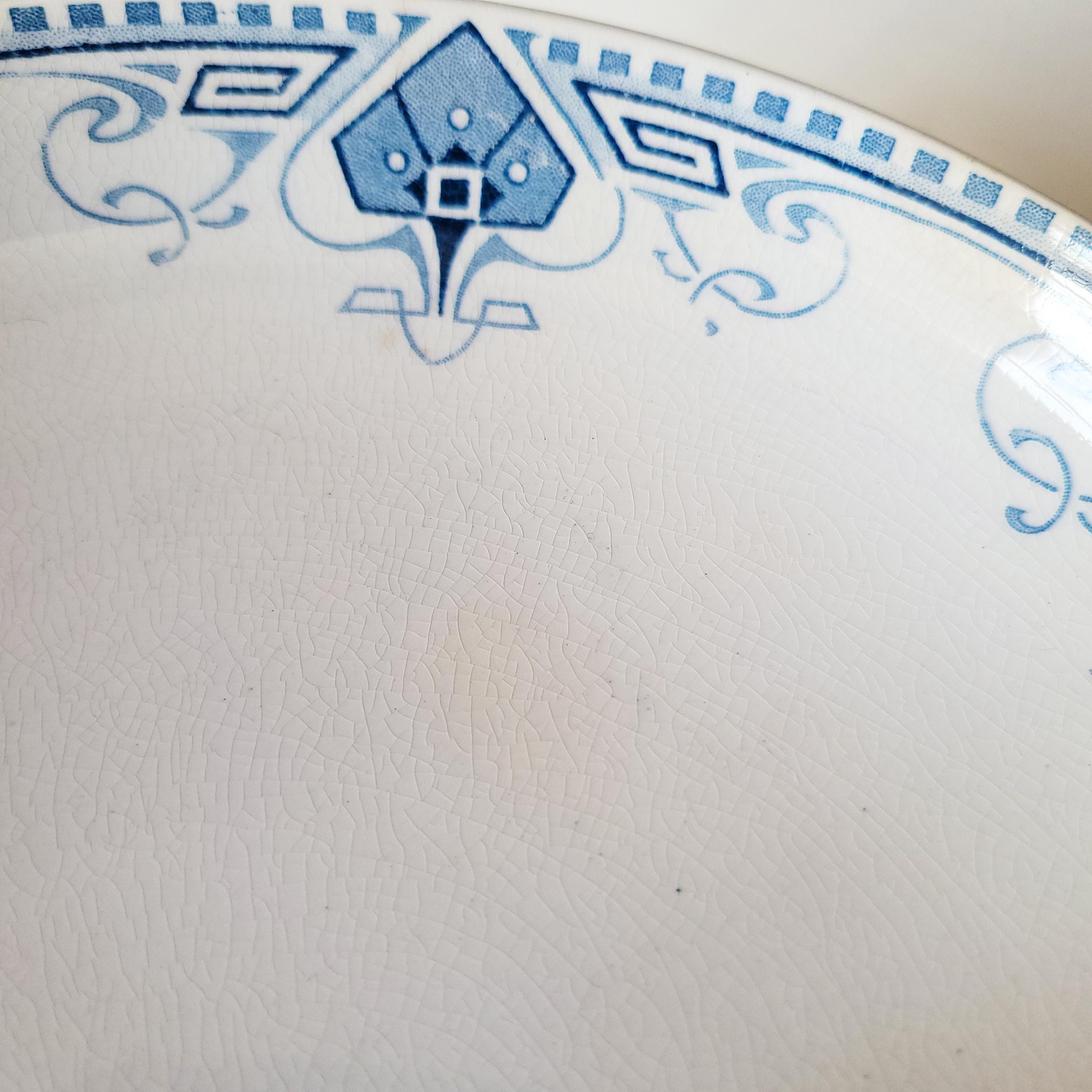 Antique Sarreguemines 'germaine' Dinner Service, Art Nouveau Blue