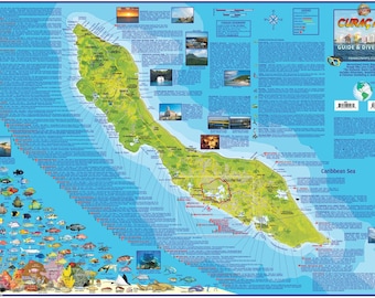 Mapa mural laminado de Curazao