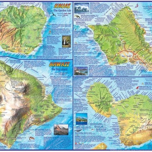 Hawaiian Islands Laminated Wall Map image 3