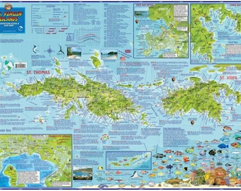 Mapa mural laminado de las Islas Vírgenes de los Estados Unidos