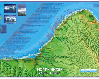 Mapa mural de surf de la costa norte de Oahu