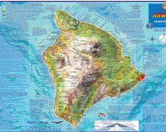 Mapa de pared laminado de Hawái "La Gran Isla"