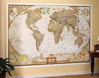 Antique Style World Map Mural