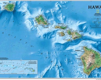 Dramatic Hawaii Wall Map