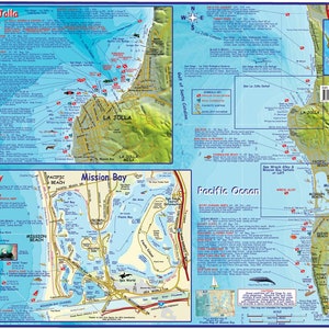 Carte murale plastifiée San Diego Coast Dive