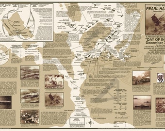Pearl Harbor History Laminated Wall Map