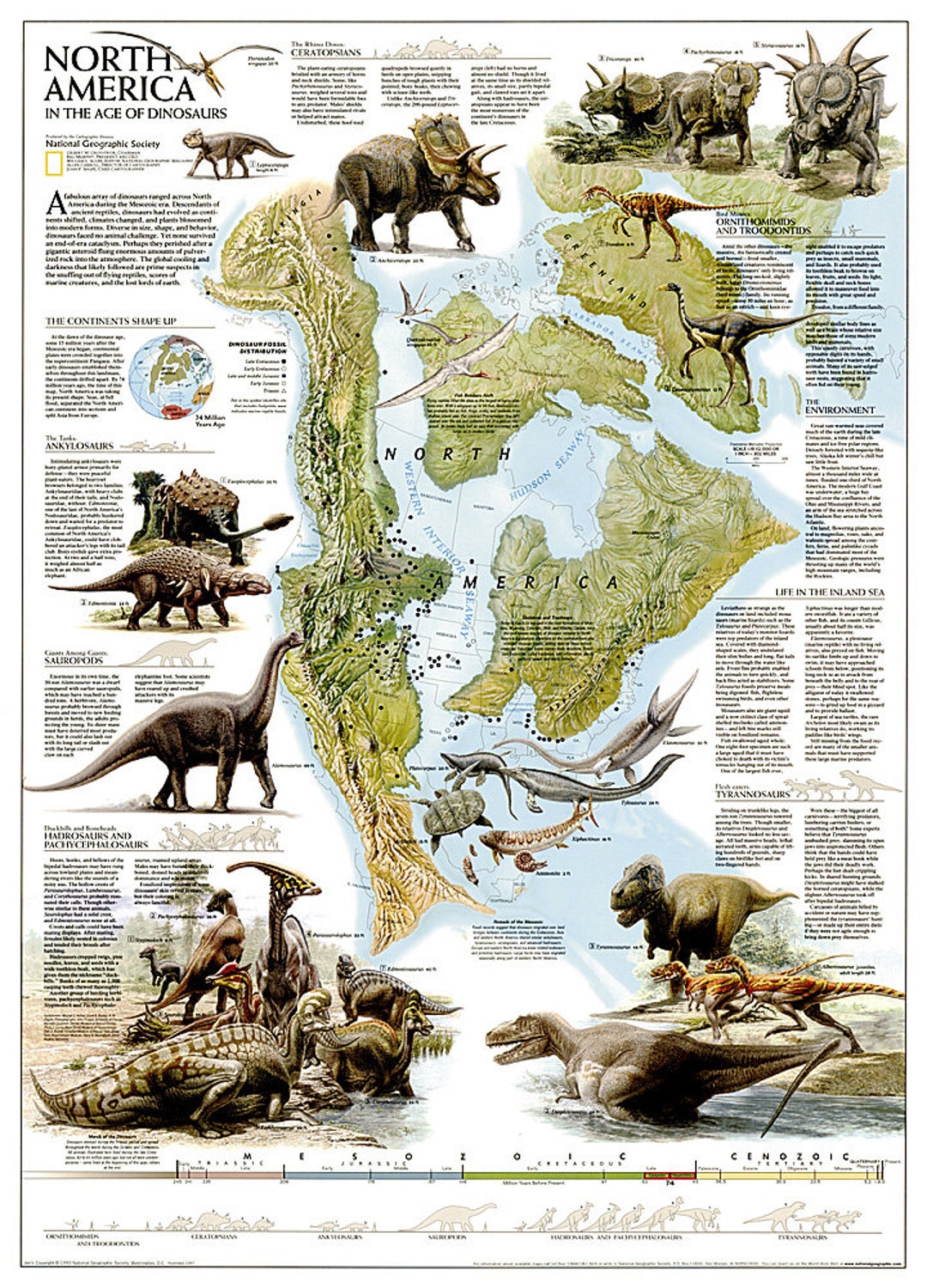 Dinosaurs of North America Map - Etsy