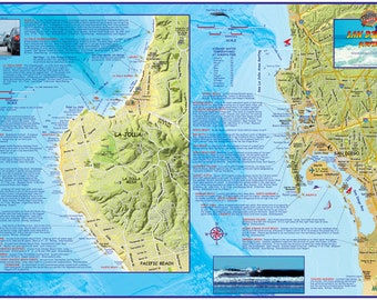 Mapa mural laminado de surf en San Diego