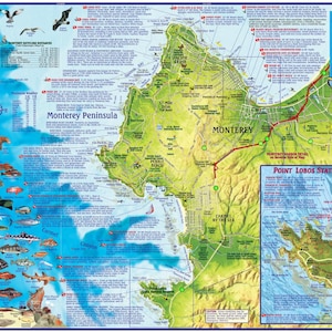 Carte murale plastifiée Monterey