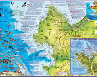 Mapa mural laminado de Monterey