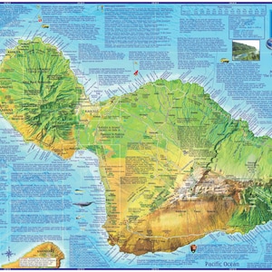 Maui, Hawaï, carte murale plastifiée
