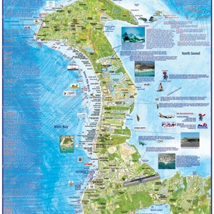 Carte murale plastifiée des îles Caïmans