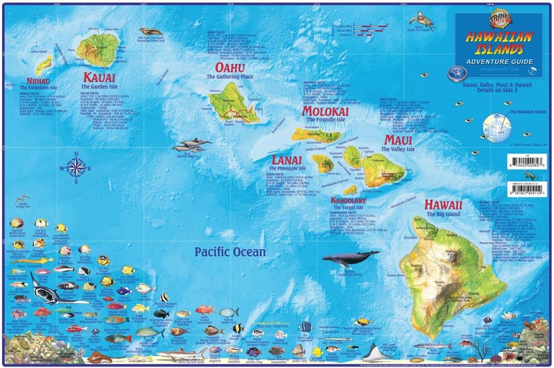 Hawaiian Islands Laminated Wall Map image 1