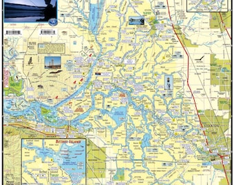 Mapa mural laminado de las vías navegables del delta de California