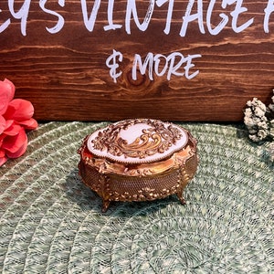 Vintage Gold Color Jewelry/Trinket Box