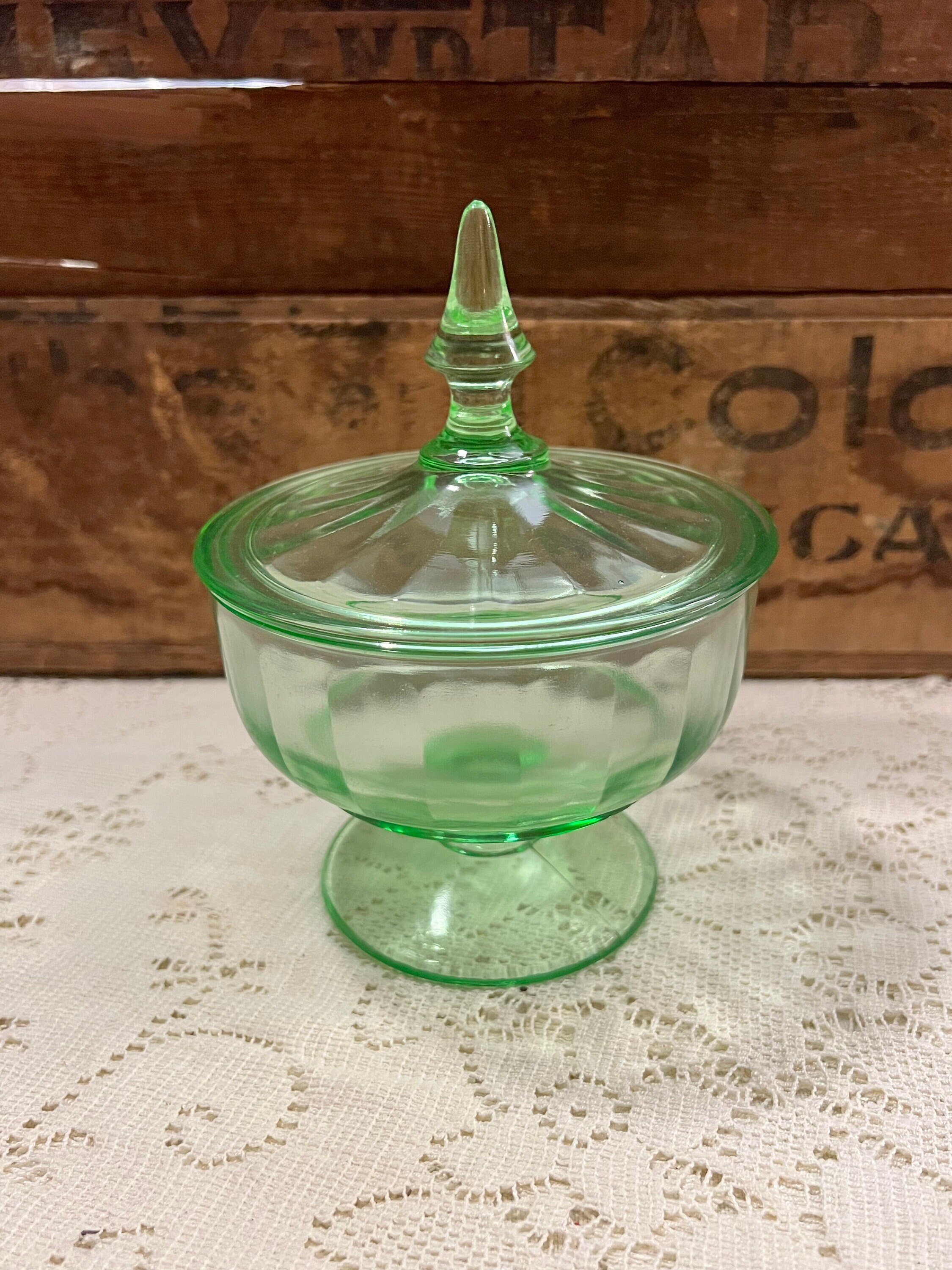 Vintage Green Depression Glass Candy/dessert Dish Etsy