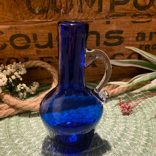 Vintage Blue Glass Jug - Bottle