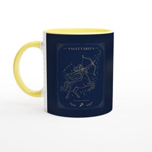 Sagittarius Zodiac Mug, Celestial Gold Astrology Coffee Cup, Sagittarius Birthday Gift