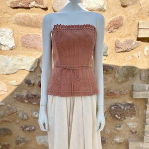 La Perla Y2K Silk Lace Corset Bustier Top - Old Rose, Size 36C