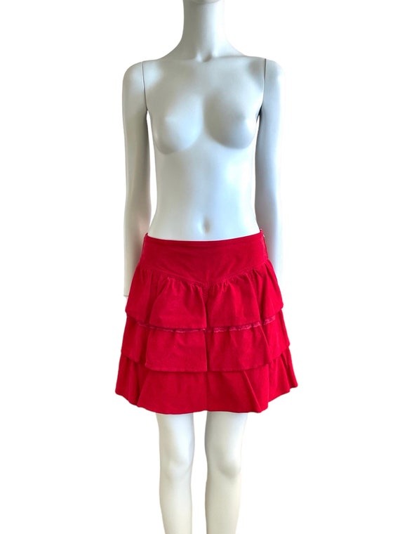 Miu Miu by Miuccia Prada 2000s red corduroy lace a