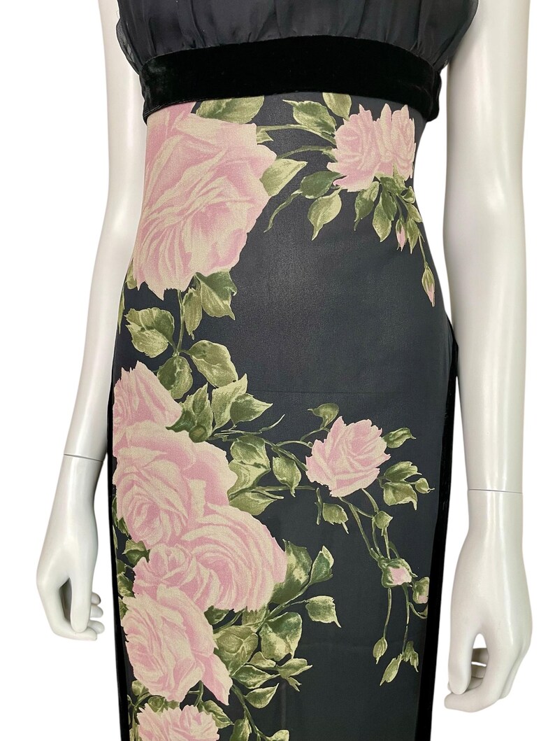 Blumarine Vintage Gown: Black Silk Velvet Bustier With Pink Roses - Etsy