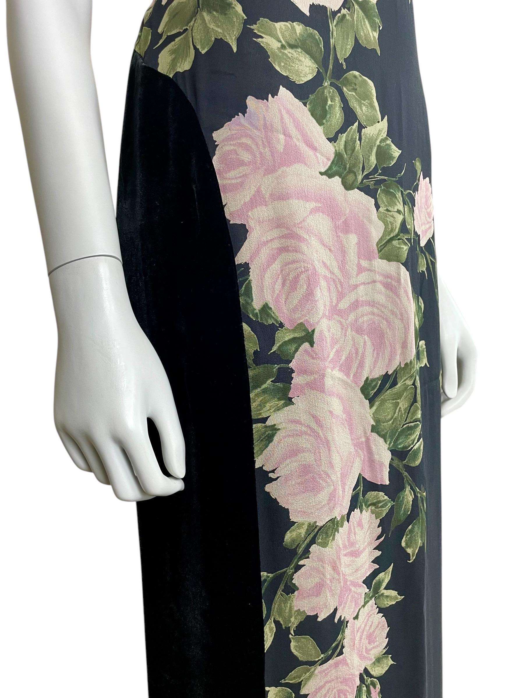 Blumarine Vintage Gown: Black Silk Velvet Bustier With Pink Roses - Etsy