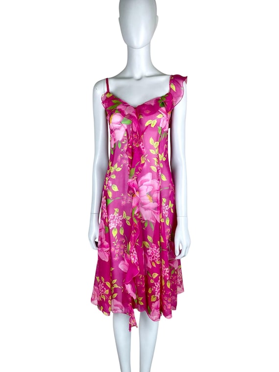strapless open back dress Dolce & Gabbana A/W 2003 Floral Silk Corset Dress  Sweet Disorder Vintage