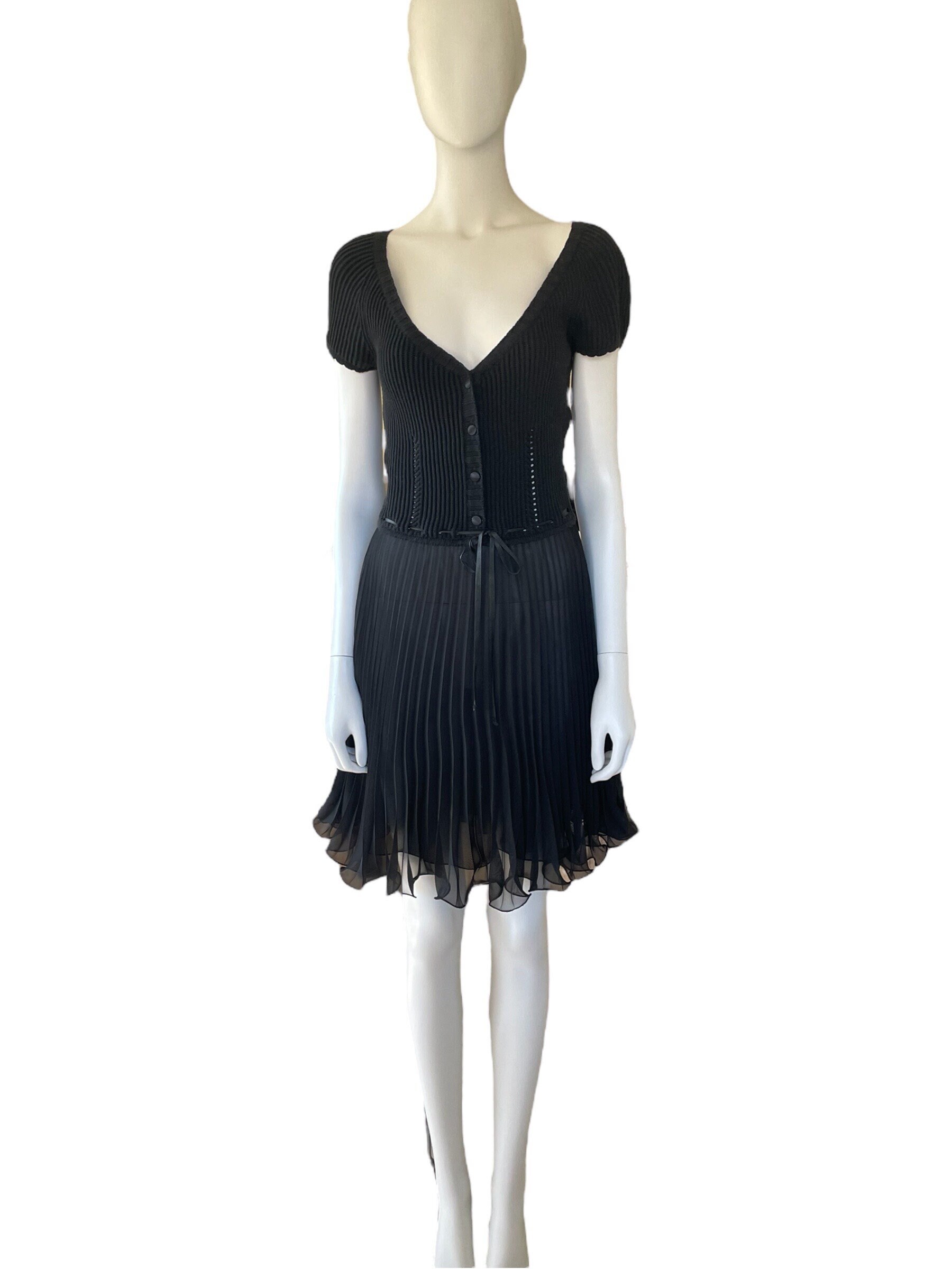 Blumarine Spring Summer 1994 Black Knitted Pleated Cotton