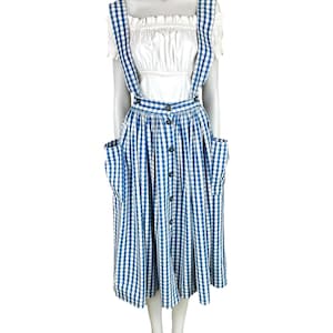 1980s Chantal Thomass blue white gingham skirt with suspenders