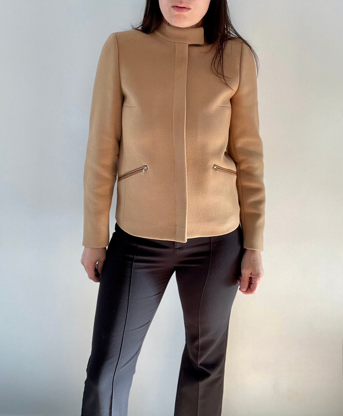 Prada Fall Winter 1999 Camel Beige Wool Jacket, Elbow Patch Prada Fall Winter 1999 Camel Beige Wool Jacket, Elbow Patch