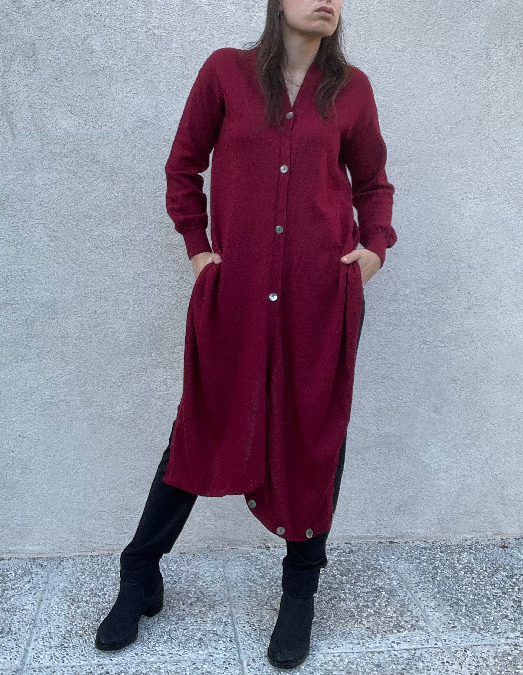 1990s Iconic Romeo Gigli Museum-held Ruby Red Wool Sweater 