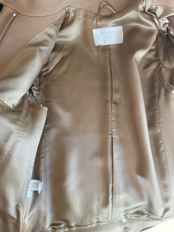 Prada Fall Winter 1999 Camel Beige Wool Jacket, Elbow Patch Prada Fall Winter 1999 Camel Beige Wool Jacket, Elbow Patch