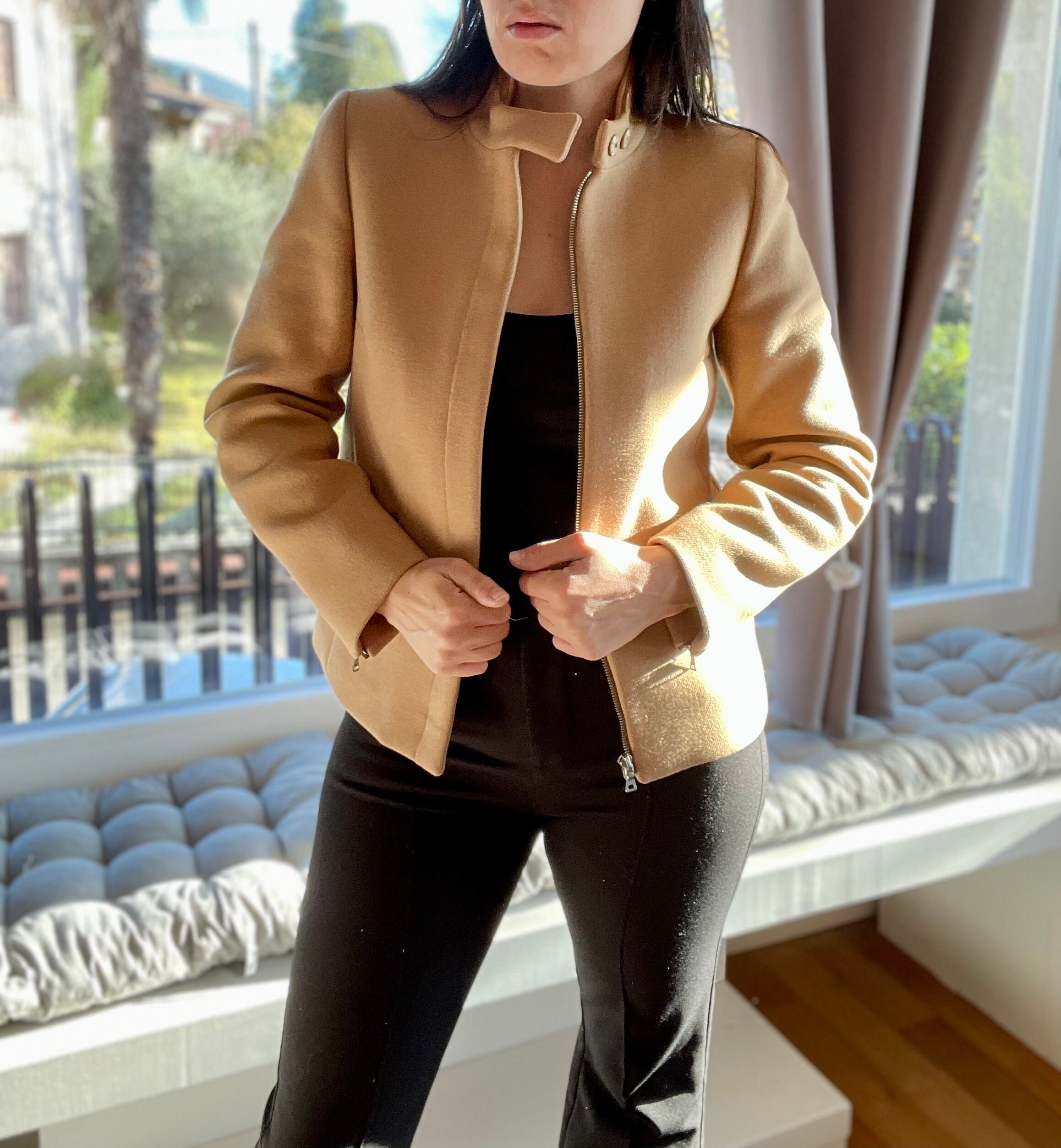 Prada Fall Winter 1999 Camel Beige Wool Jacket, Elbow Patch