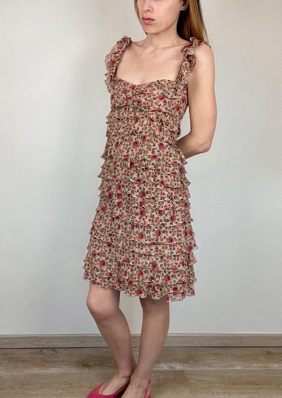 moschino cheap and chic pink dress Moschino Cheap and Chic Pink Floral Applique Silk Midi Slip Dress M Moschino  Cheap and Chic