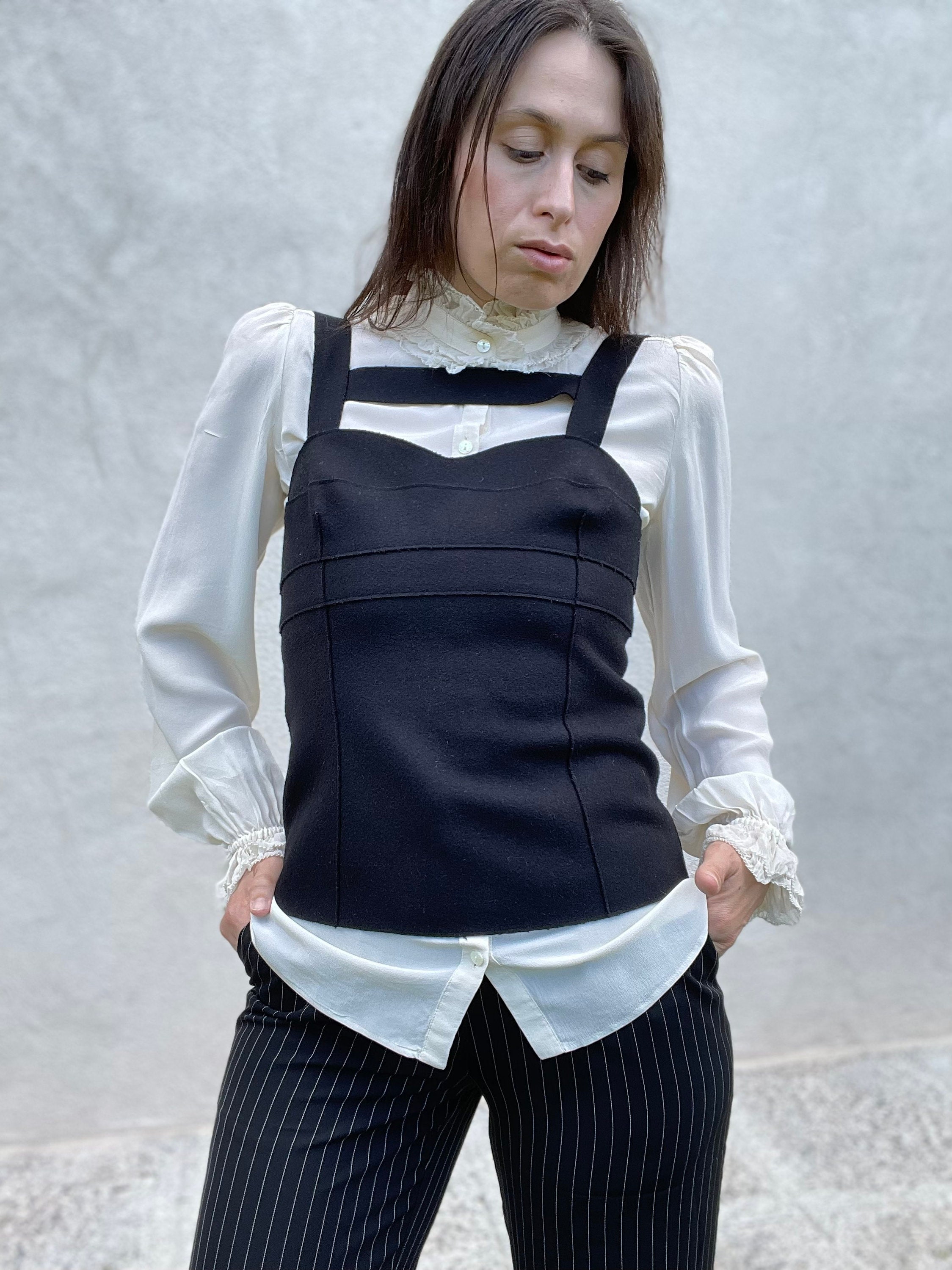 Miu Miu by Miuccia Prada FW 2006 Black Wool Bustier Corset - Etsy
