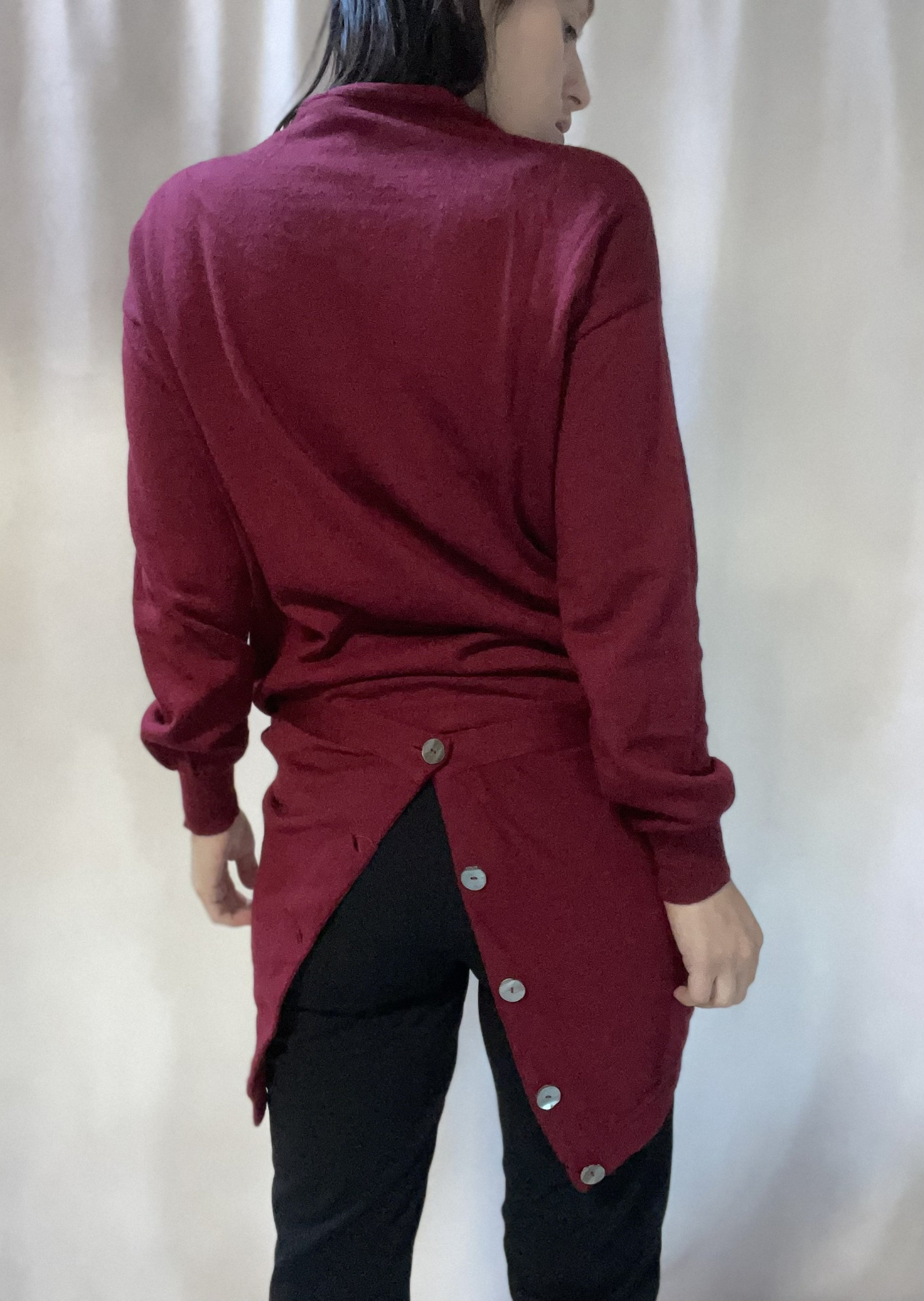1990s Iconic Romeo Gigli Museum-held Ruby Red Wool Sweater 