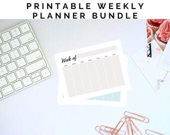 Printable weekly planner bundle, Undated weekly planner printables