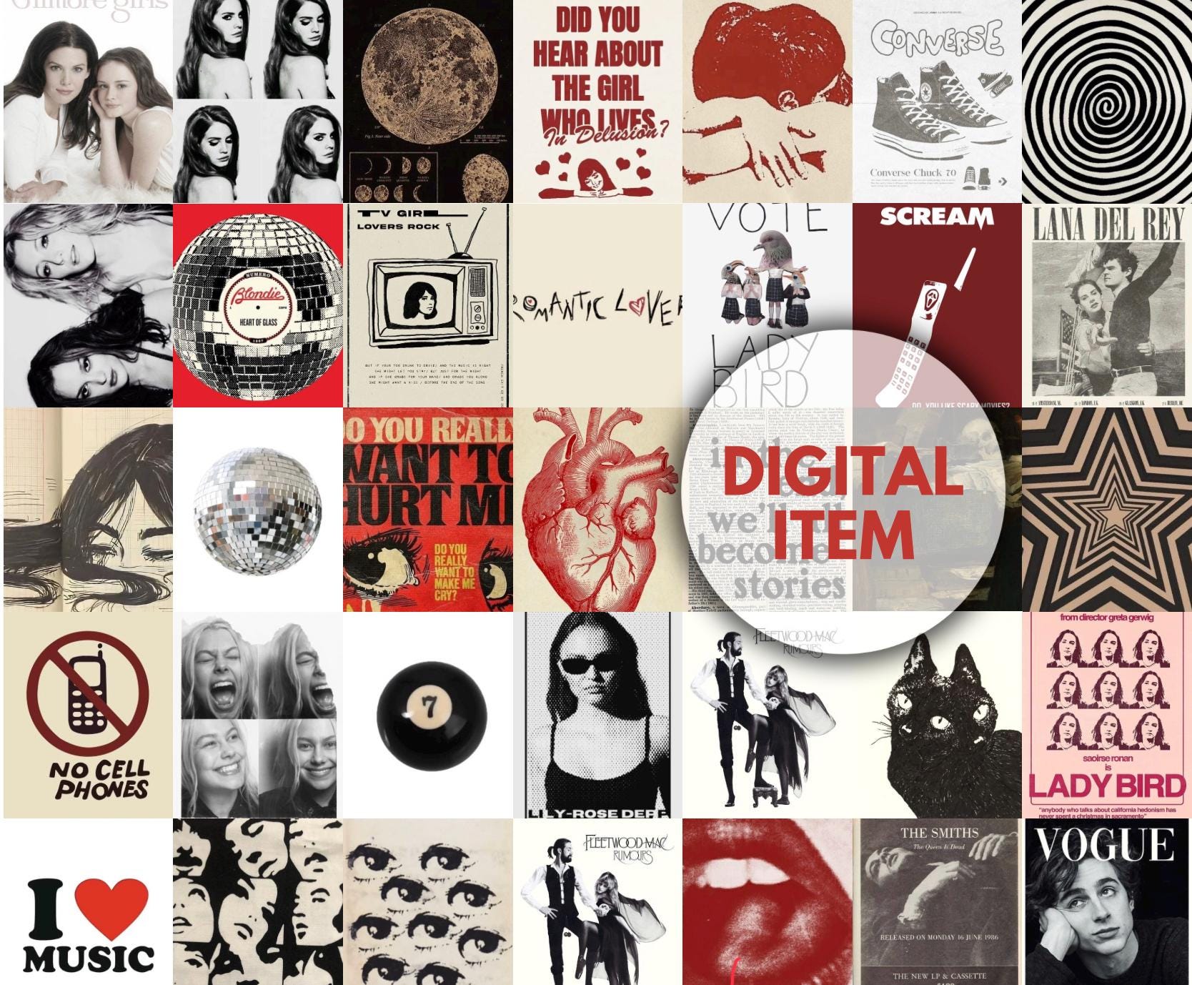 70 PCS Downtown Girl Wall Collage Kit, Grunge, Rockstar Girlfriend