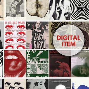 50 PCS Grunge Wall Collage Kit, printable downtown girl posters, vintage posters