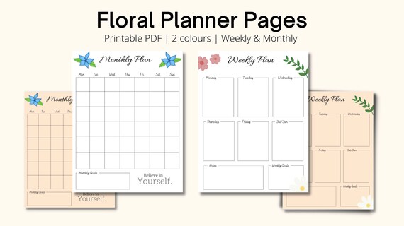 Printable Floral Planner Pages - Etsy