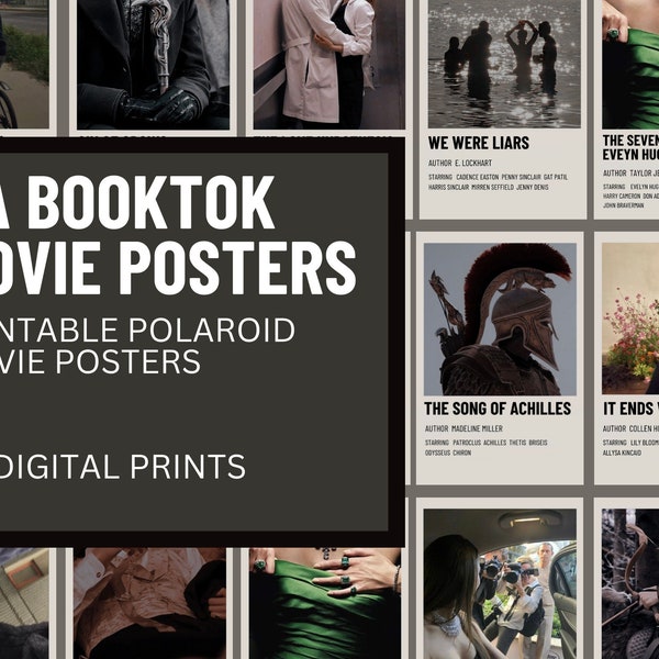 YA booktok polaroid move posters (printable wall posters), The Seven Husbands of Evelyn Hugo, The song of achilles, a good girl’s guide to m