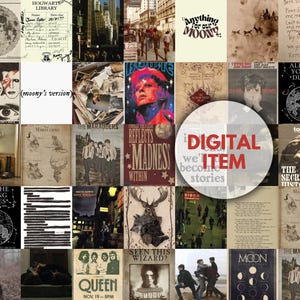 30 Stück Marauders Wall Collage Kit, dark academia, Film, Buch, alle jungen Kerle, druckbare Poster, Vintage, Retro, David Bowie