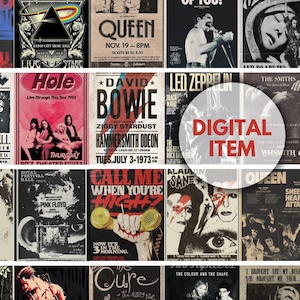 40 Stück Retro Wall Collage Kit, Vintage Musik Poster, Retro Musik Poster, Rockstar, Edgy Poster, Konzert Poster, druckbare Poster
