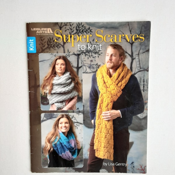 Super scarves to knit book, knitting patterns, leisure arts knitting book, scarf pattern